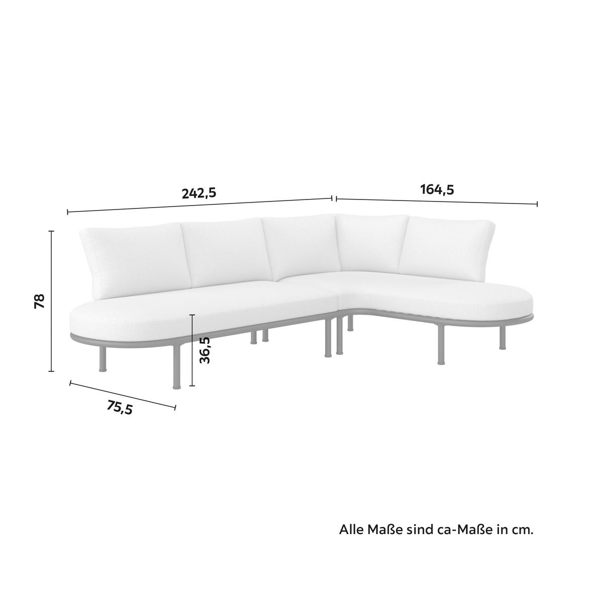 Loungegarnitur Charlotta Creme Metall/Outdoorstoff +Abdeckung - Creme/Schwarz, MODERN, Textil/Metall (242,5/78/75,5cm) - Bessagi Garden