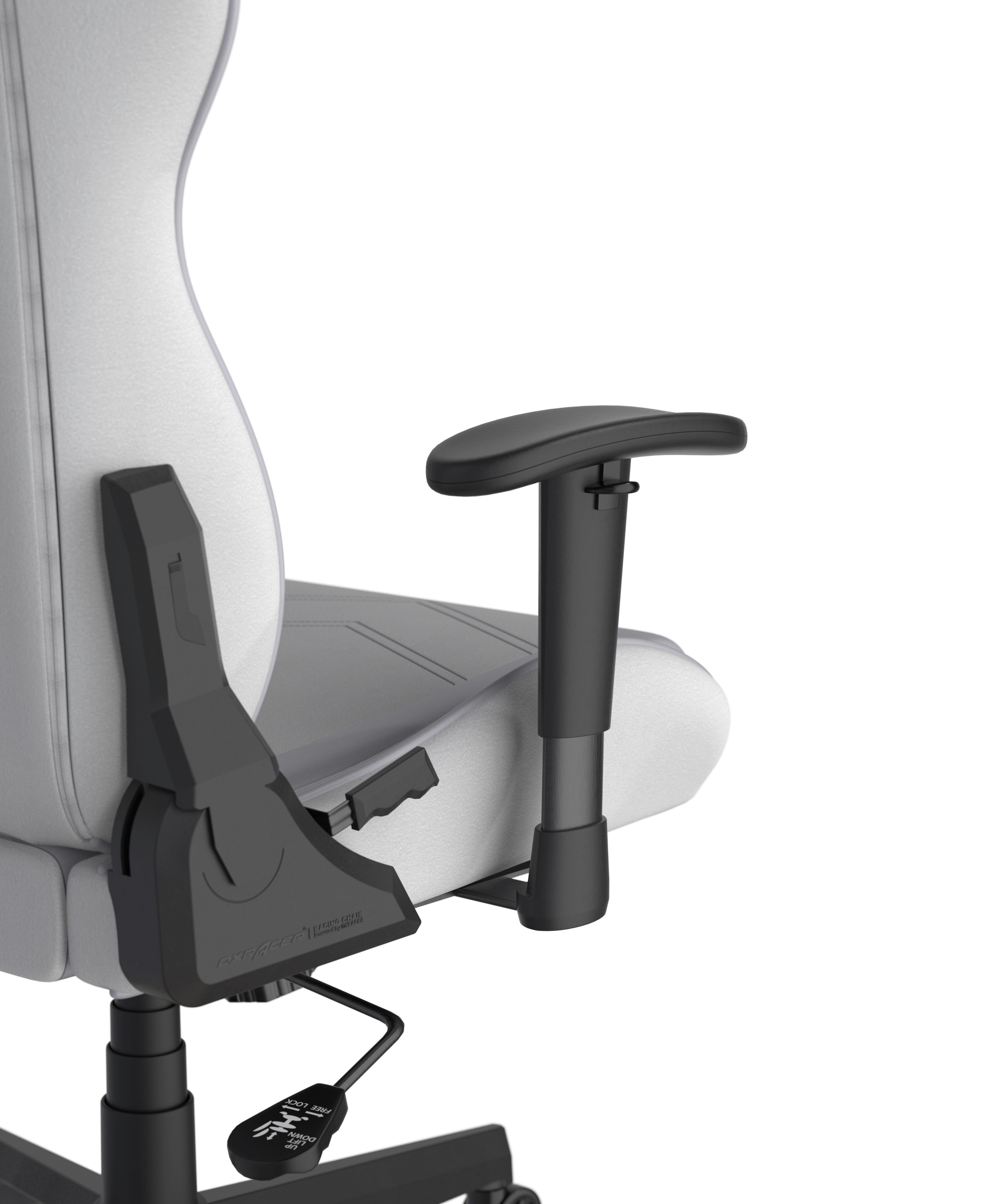GAMINGSTOL PRINCE - vit/grå, Modern, textil/plast (67/126/67cm) - Dxracer