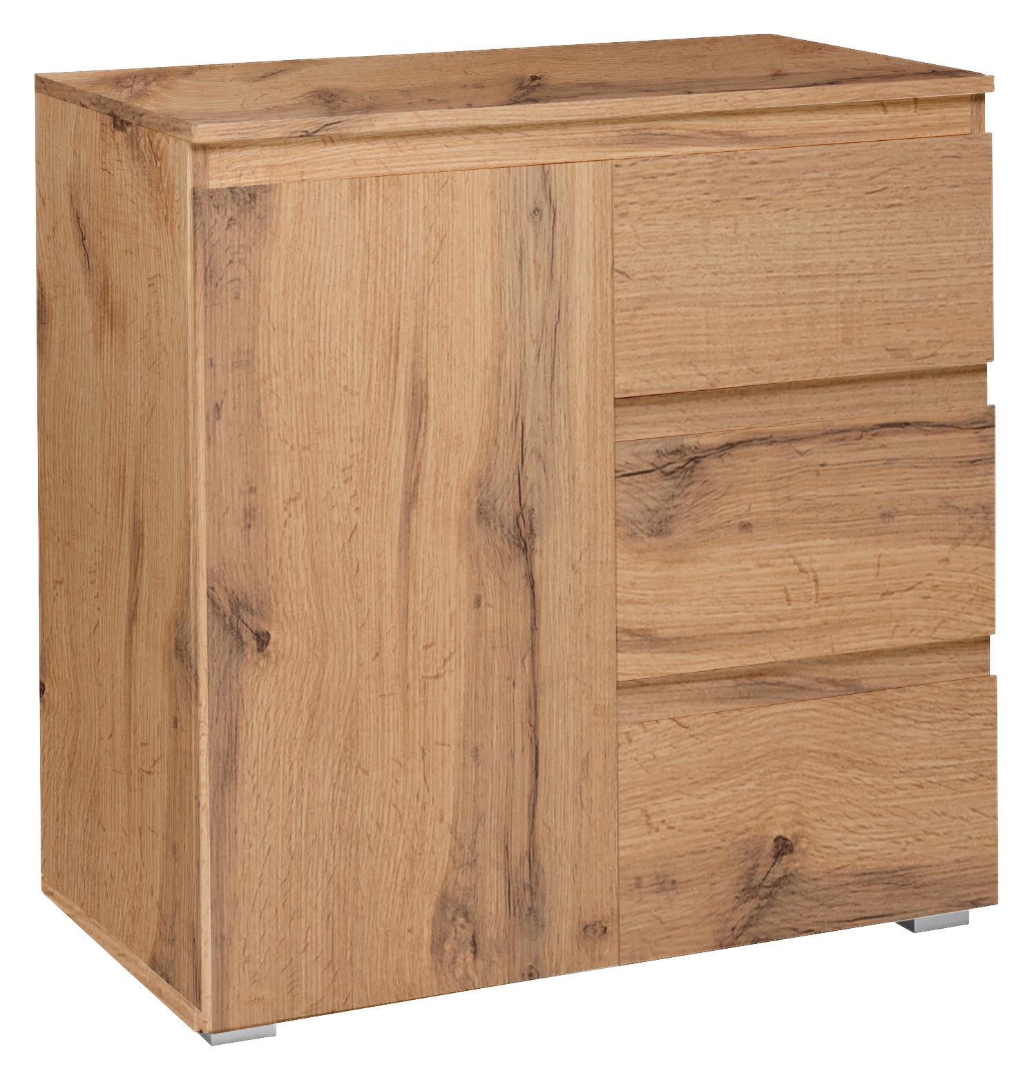 Komoda Image 2, Barva Hrasta - srebrne barve/barve hrasta, Konvencionalno, leseni material (80/80/40cm) - MID.YOU