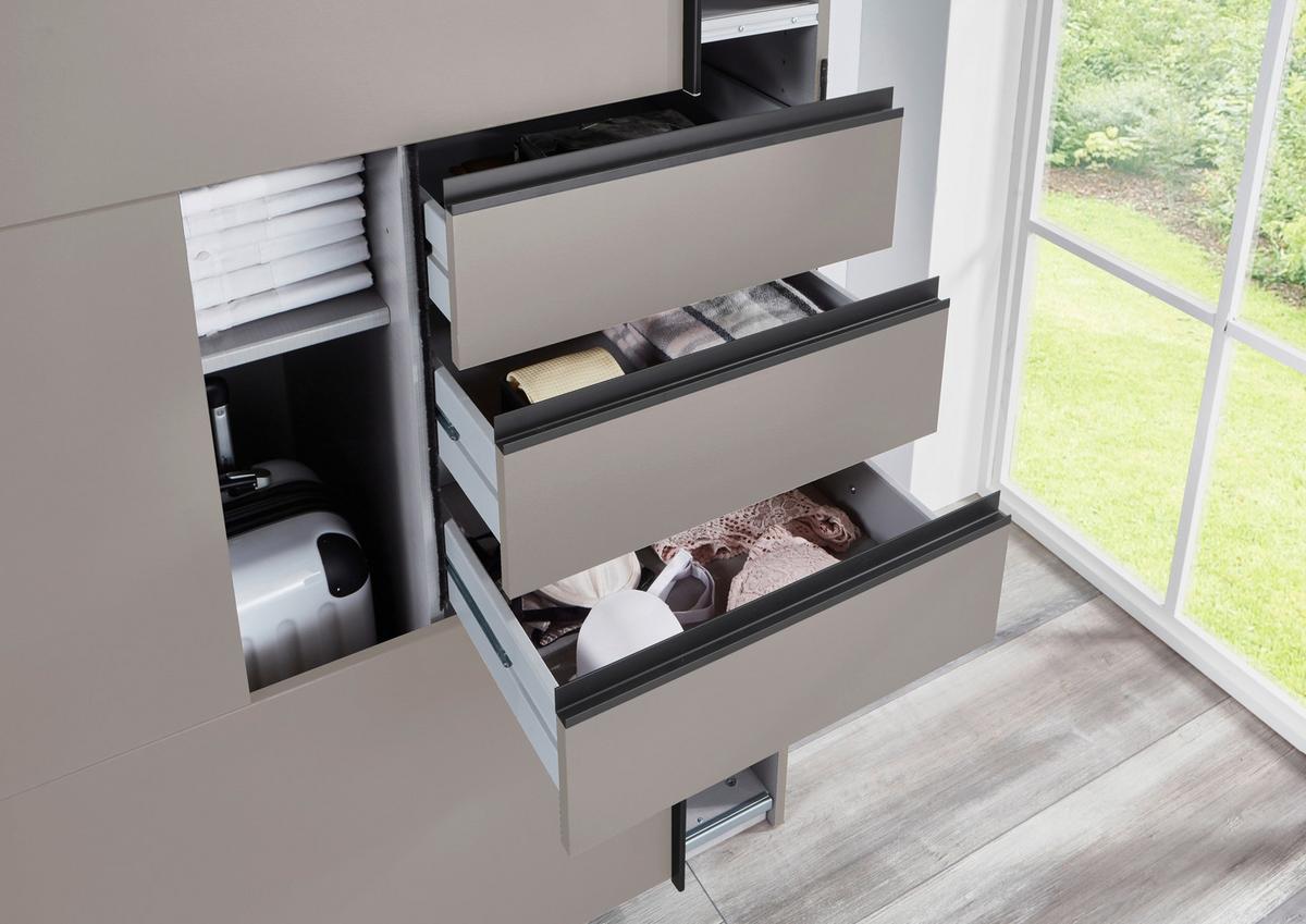Ormar S Kliznim Vratima Saigon - bež/crna, Konvencionalno, staklo/drvni materijal (270/208/64cm) - Premium Living