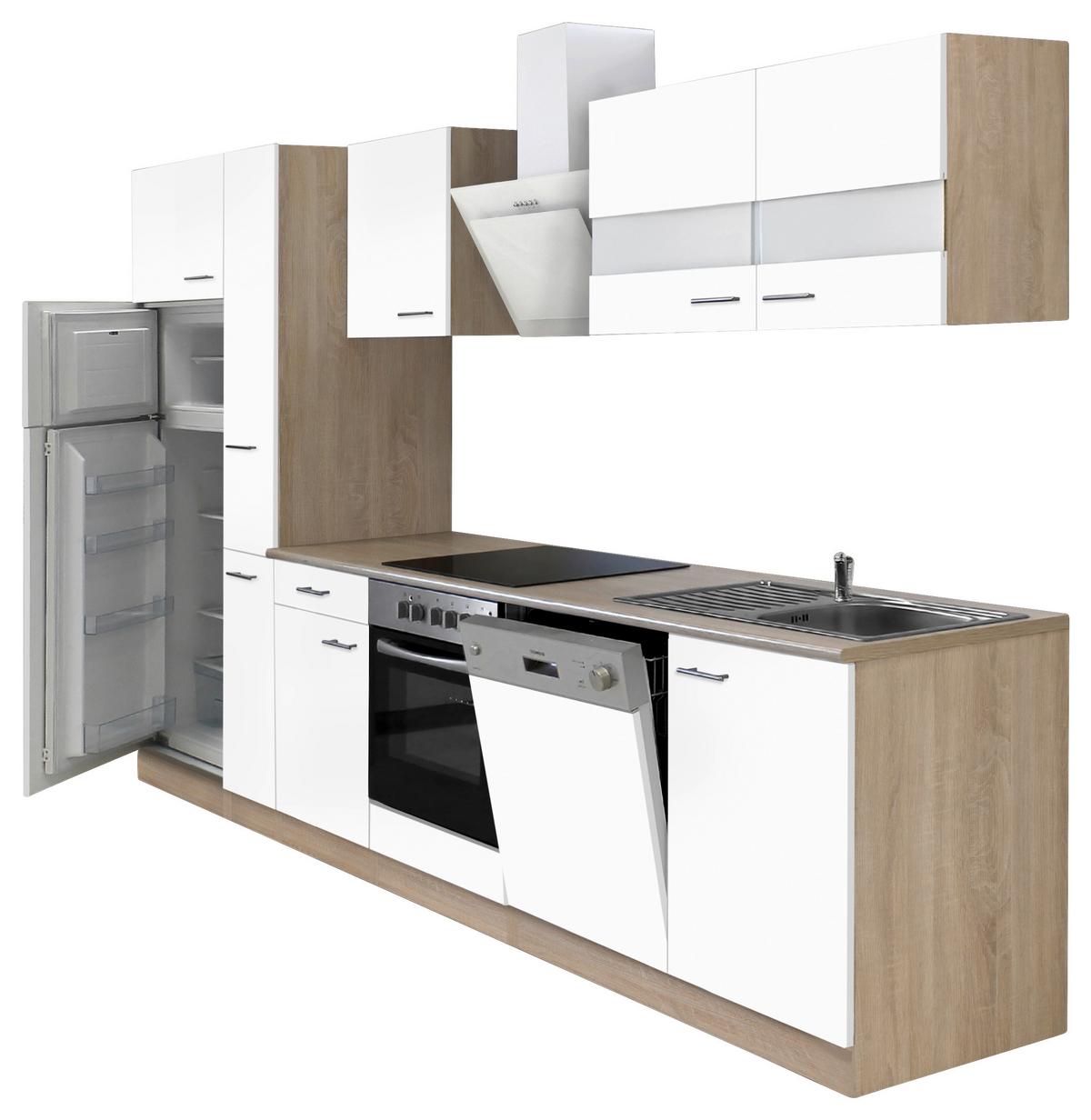 Küchenblock Economy Weiß/Eiche B: ca. 310 cm - Eichefarben/Weiß, Basics, Holzwerkstoff (310cm) - Respekta
