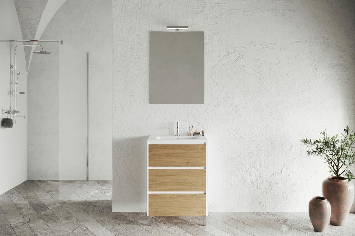 Element Ispod Umivaonika Lisbona - bijela visoki sjaj/boje kroma, Basics, drvni materijal/plastika (60/74/46cm)