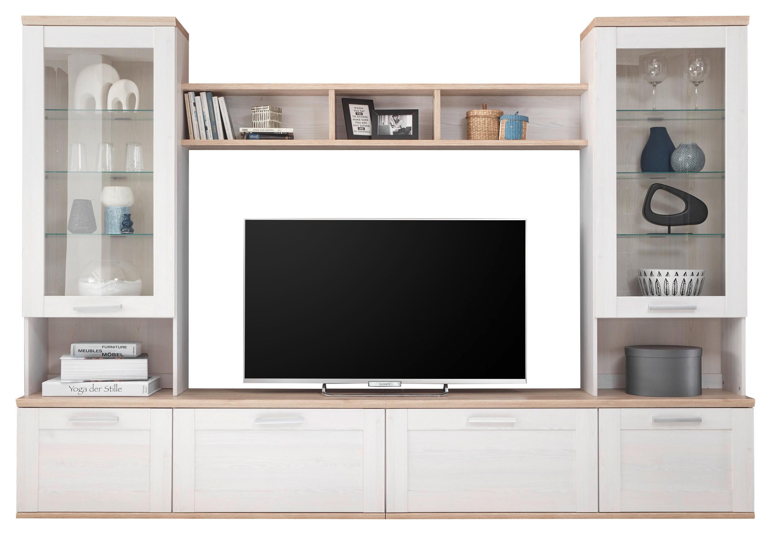 Dnevni Regal Romance, Bela, Barva Hrasta - srebrne barve/barve hrasta, Design, umetna masa/steklo (277/191/35/43cm) - MID.YOU