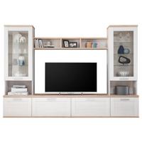 Dnevni Regal Romance, Bela, Barva Hrasta - srebrne barve/barve hrasta, Design, umetna masa/steklo (277/191/35/43cm) - MID.YOU