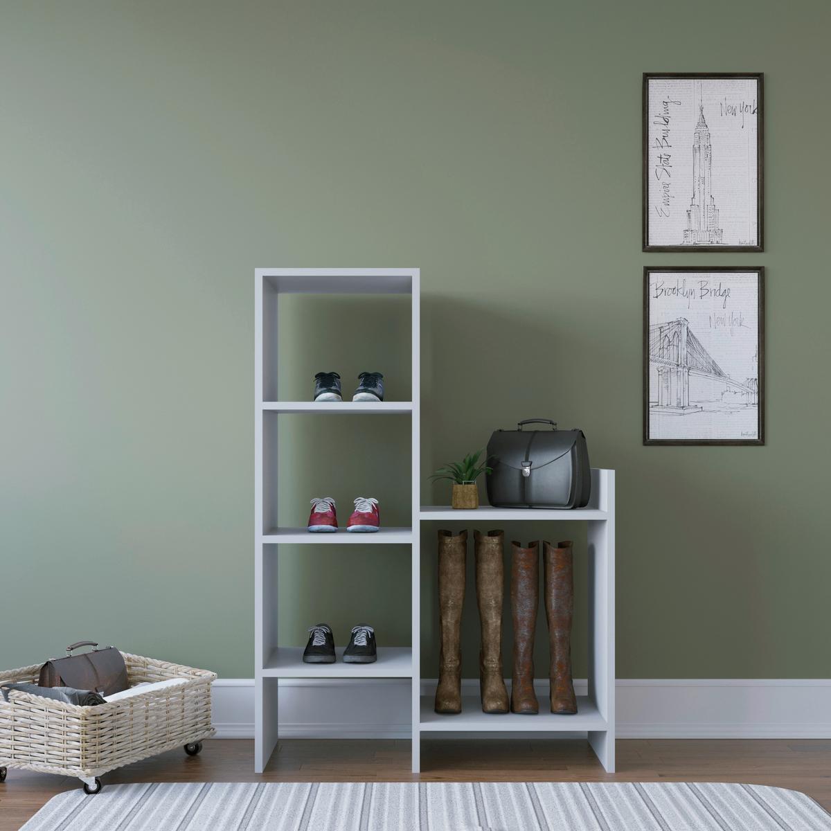 Regal Za Čevlje Earl - bela, Design, leseni material (85,6/120/35,6cm) - Livetastic