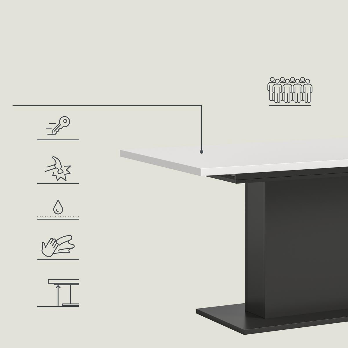 ESSTISCH MARLON 150 AZ - Weiss/Grau, Konventionell, Holzwerkstoff (150-190/76/90cm) - MID.YOU