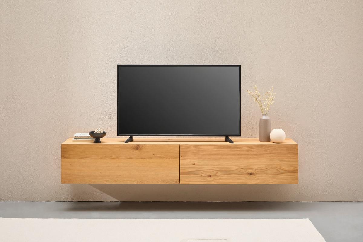 KOMODA NISKA FRANKA - kolor naturalny, Design, materiał drewnopochodny/drewno (180/33/30cm) - MID.YOU