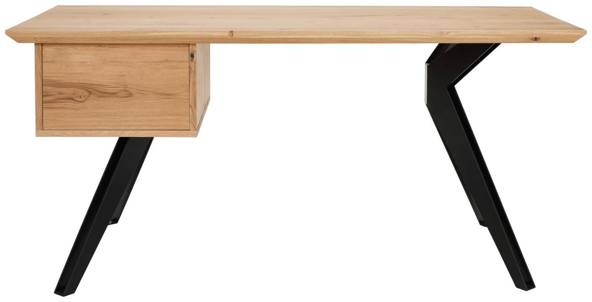 BIURKO ALINA -EXKLUSIV- - dąb dziki/czarny, Natur, metal/drewno (160/70/75cm) - Linea Natura