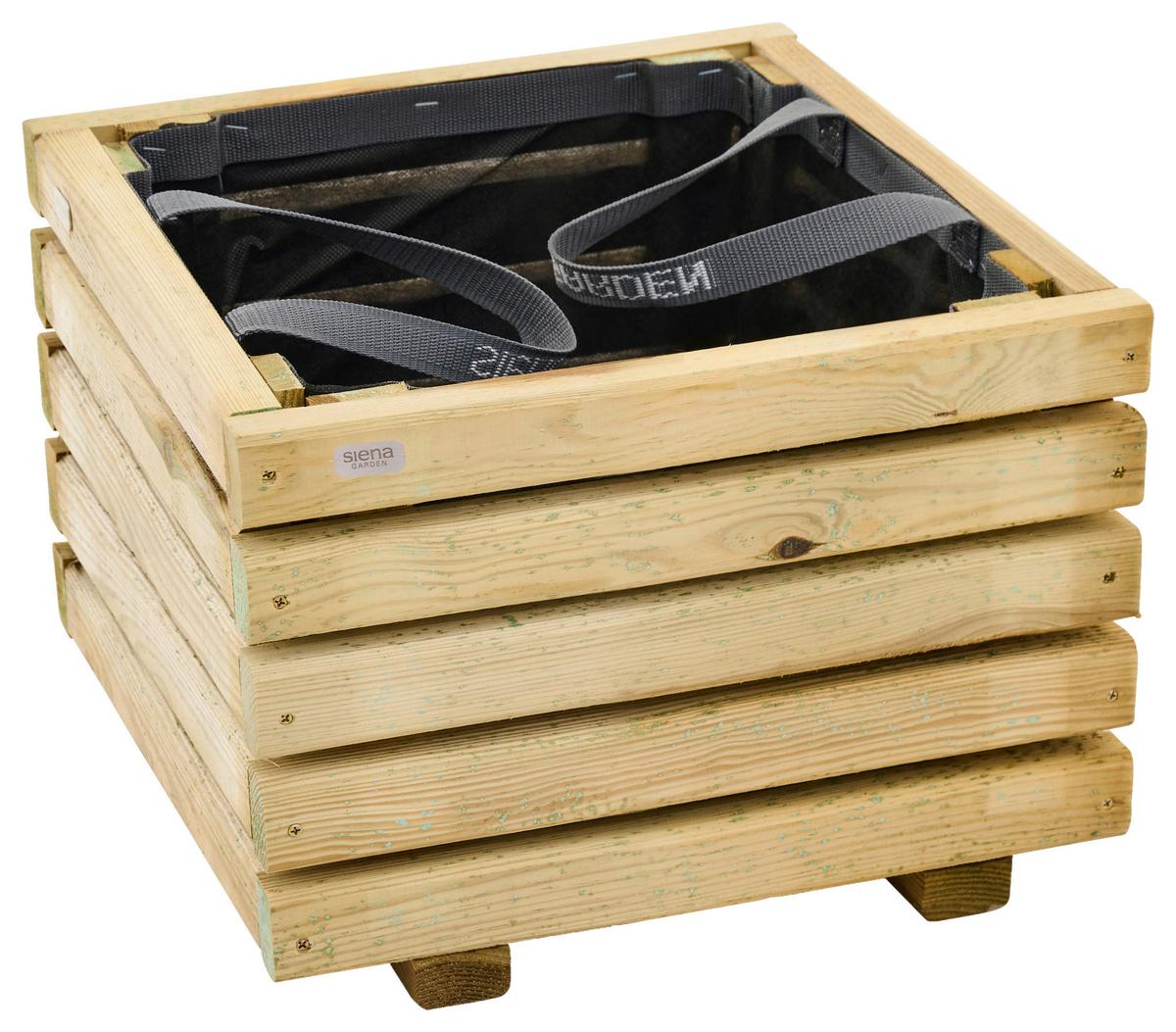 Blumenkasten Kieferfarben/Schwarz - Schwarz/Kieferfarben, Basics, Holz/Textil (40/40/40cm) - Siena Garden