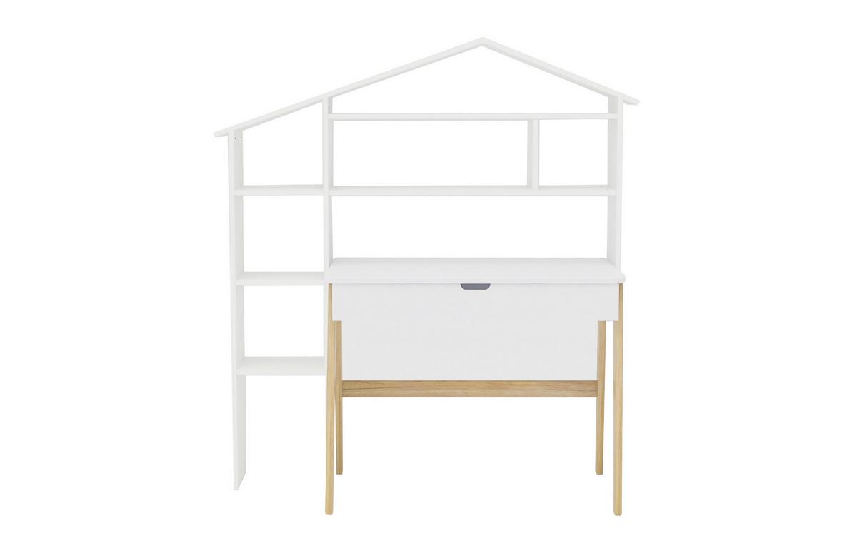 Überbauregal in Hausform Weiß - Weiß, Design, Holz/Holzwerkstoff (148/155/31cm) - Livetastic