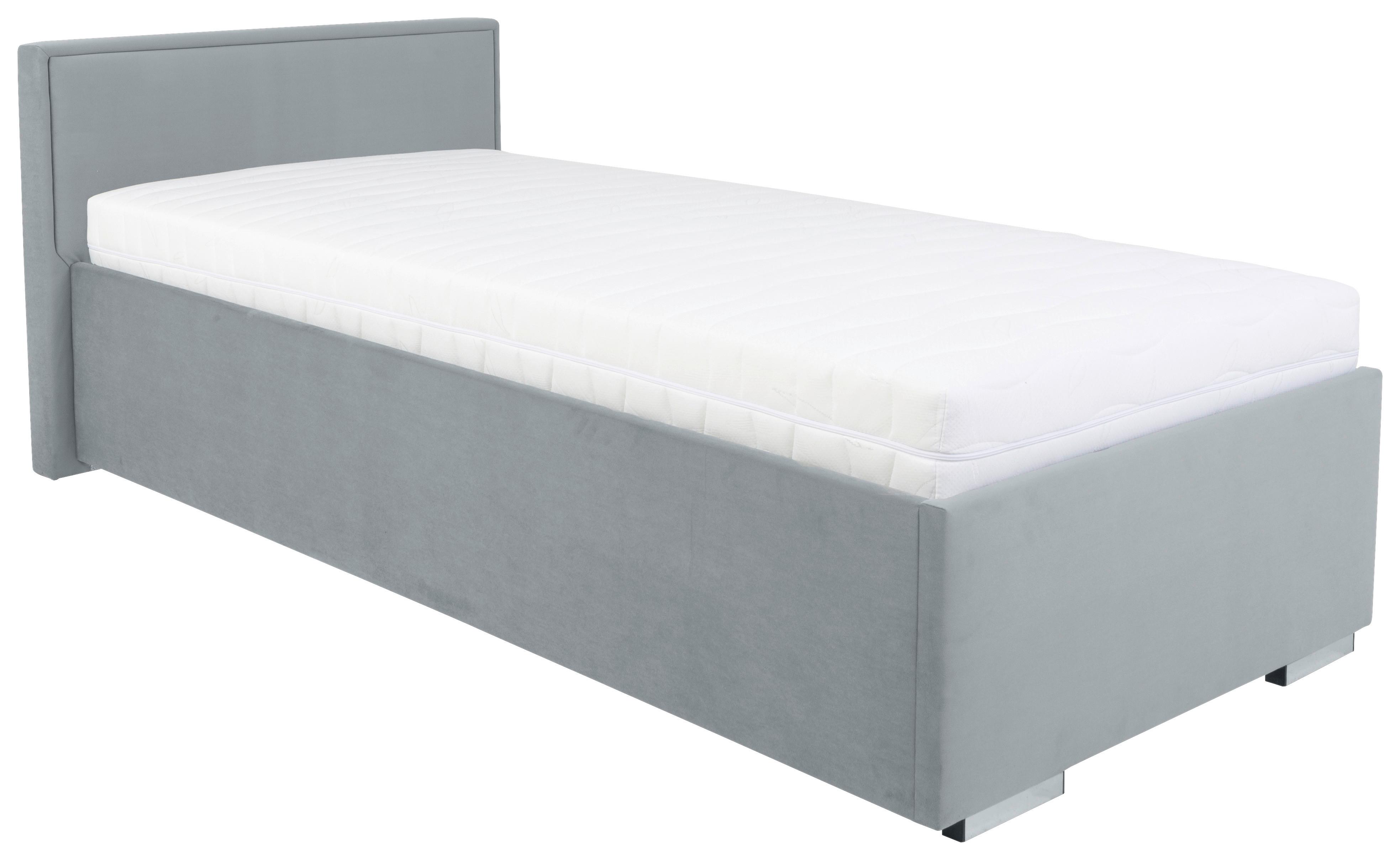 Oblazinjena Postelja Anadia, Siva, 90x200 - barve kroma/siva, Moderno, kovina/tekstil (90/200cm) - MID.YOU