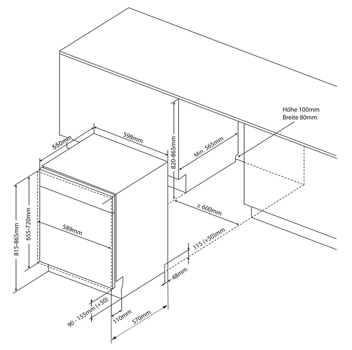 Geschirrspüler Sistant Weiß - Weiß, Natur, Metall (59,8/81,5-86,5/55cm) - Sistant