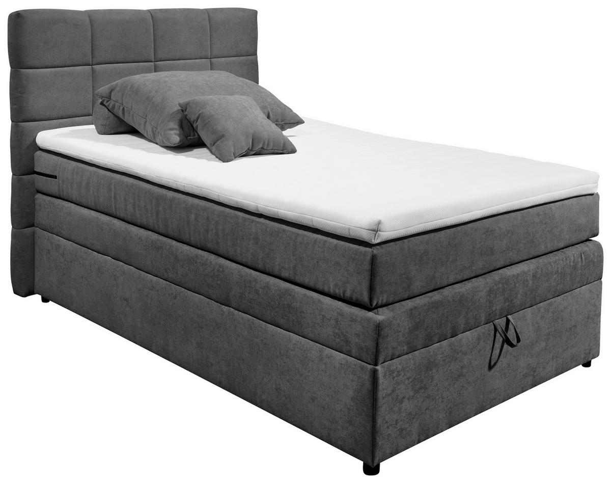 Boxspringbett Tacoma 3 inkl. Topper ca. 120x200cm Anthrazit - Anthrazit, KONVENTIONELL, Kunststoff (120/200cm) - MID.YOU