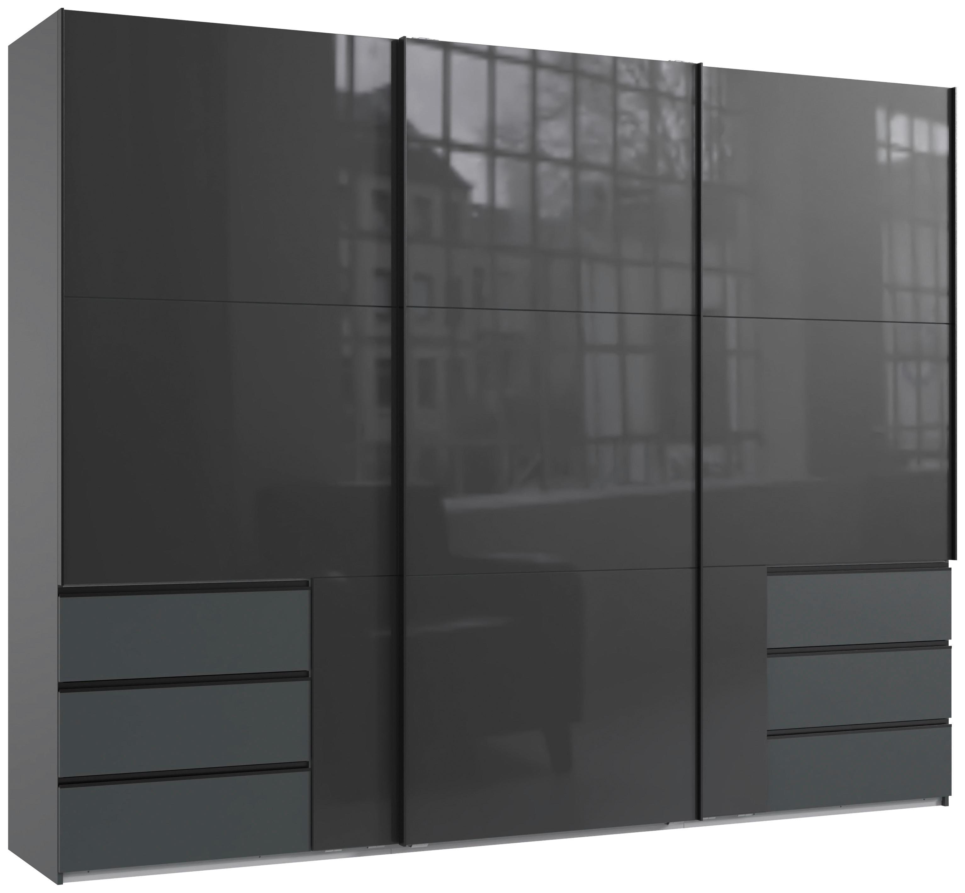 DULAP LEVEL 36 C - grafit/gri, Design, sticlă/material pe bază de lemn (300/236/65cm) - Premium Living