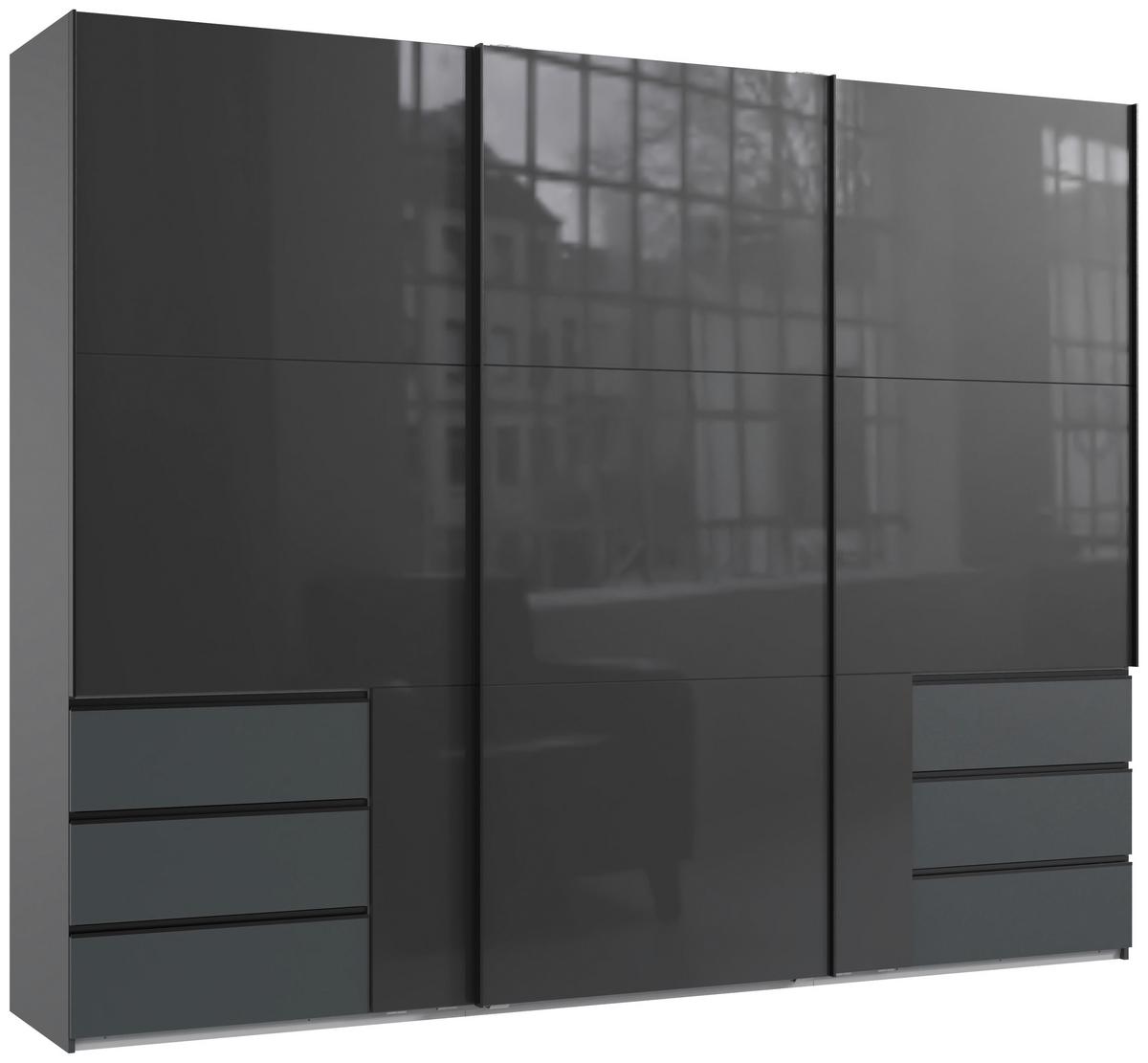 Ormar Level 36 C - siva/boje grafita, Design, staklo/drvni materijal (300/236/65cm) - Premium Living