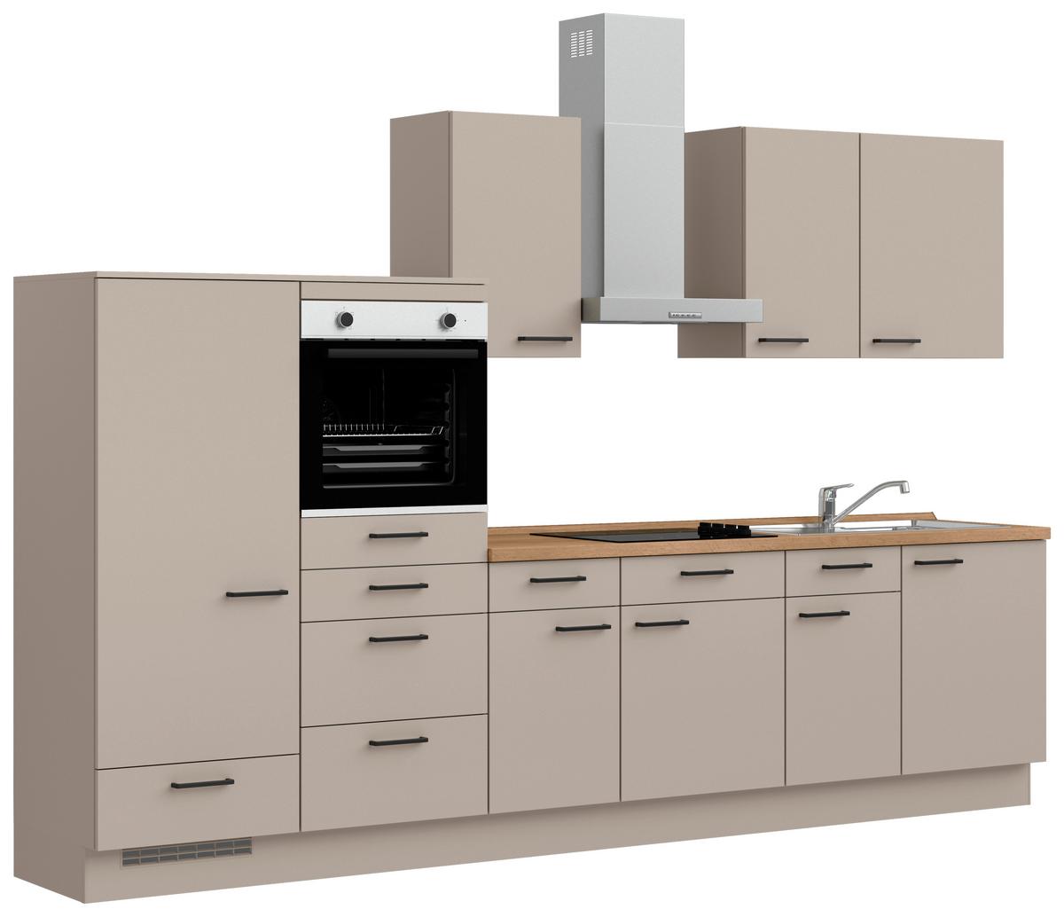 Küchenleerblock Easytouch Low o. Geräte Sandfarben - Sandfarben/Eichefarben, MODERN, Holzwerkstoff/Metall (330cm) - Nobilia
