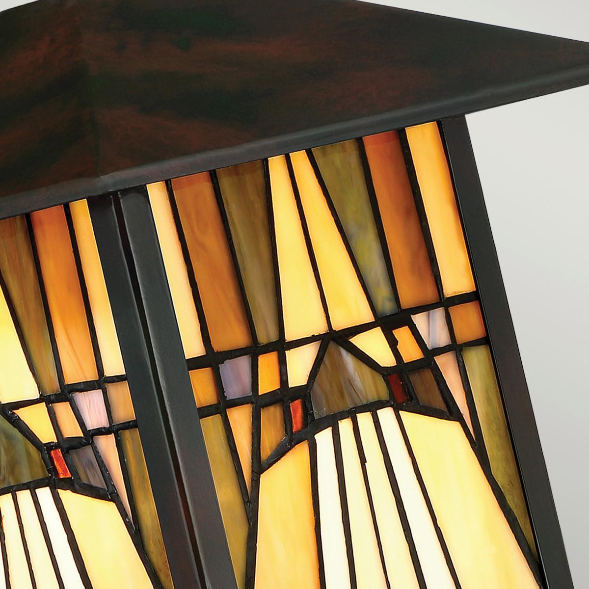 Kültéri Falilámpa Qz-Inglenook2-M Tiffany - bronzszínű, Konventionell, üveg/fém (21.5/31.4/26.1cm) - Elstead Lighting