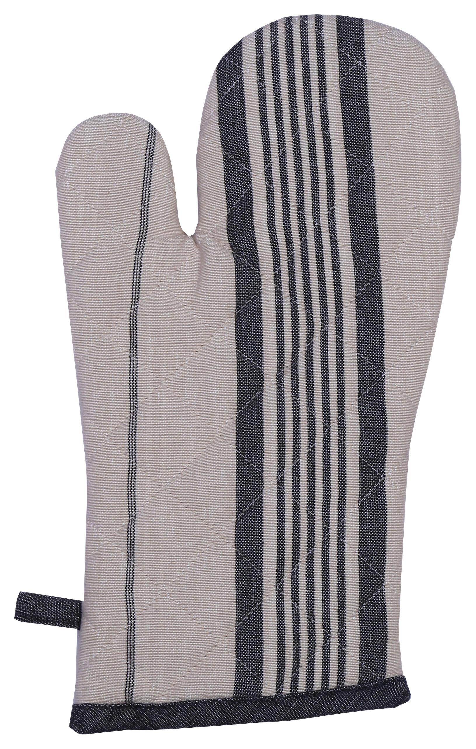 Ofenhandschuh Henry Schwarz/Beige - Beige/Schwarz, MODERN, Textil (18/32cm) - Modern Living