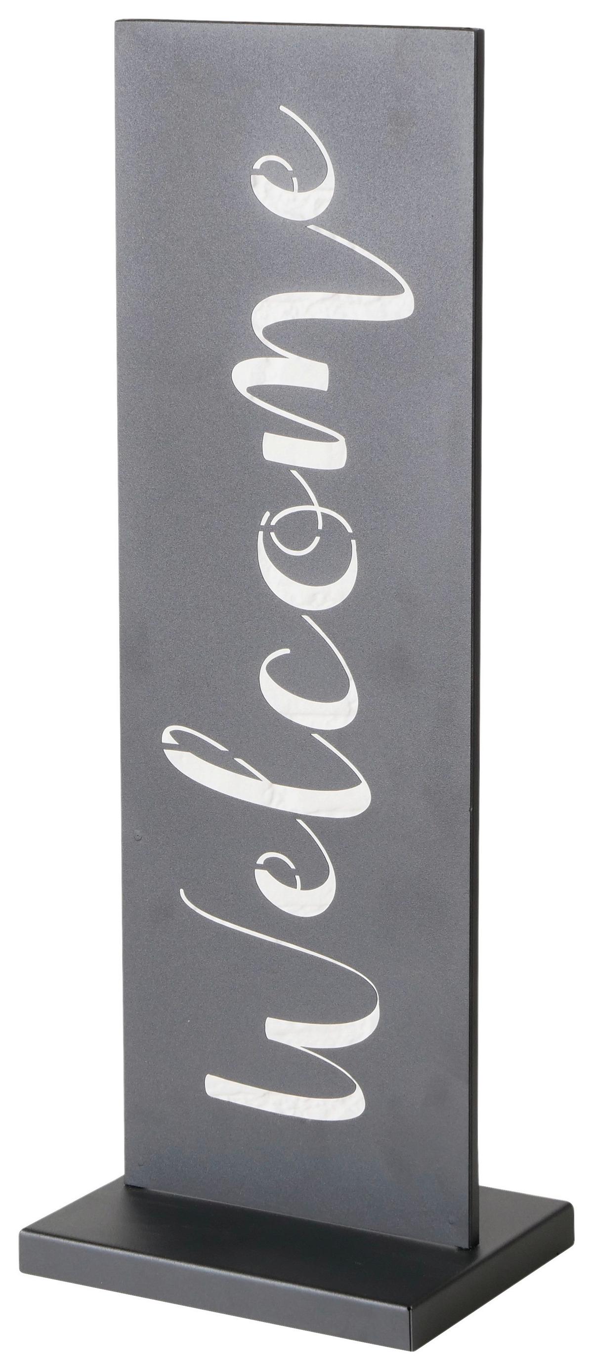 Plăcuță decorativă Welcome - negru, Konventionell, metal (20/15/55cm) - Mömax