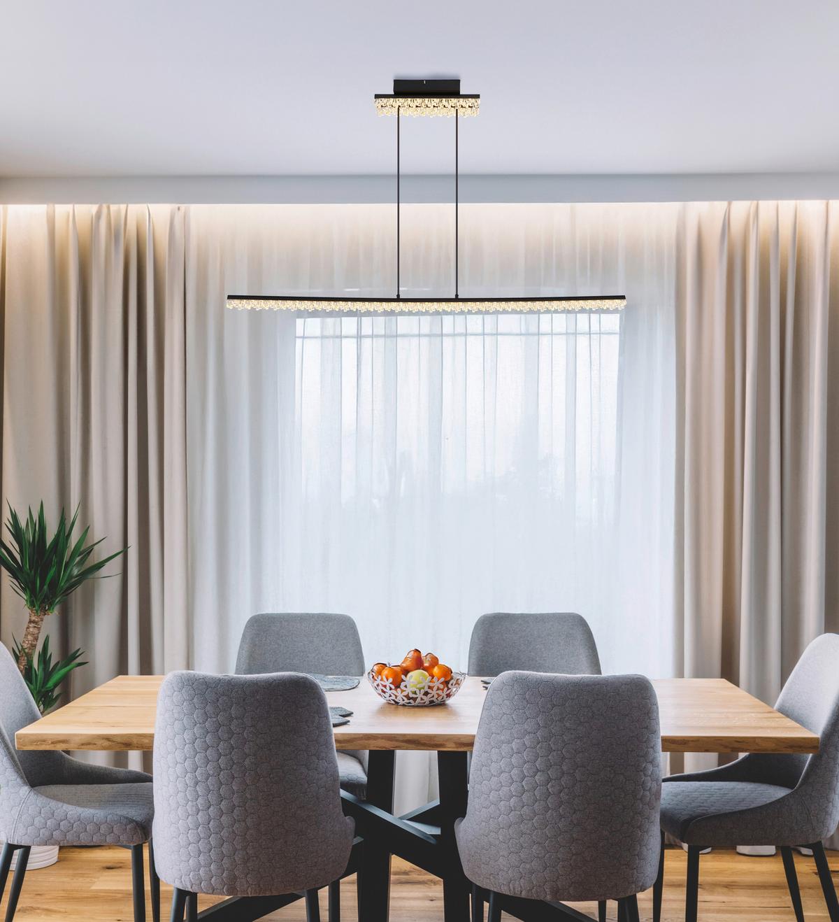 Led Viseća Svjetiljka Hilton - prozirno/crna, Design, metal/plastika (120/12,5/120cm) - Globo