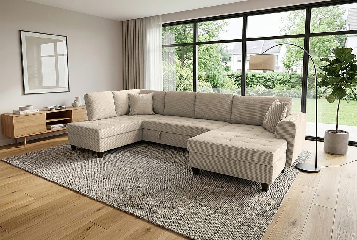 Kutna Garnitura Moritz - sivo-smeđa, Trend, tekstil (178/324/155cm) - Modern Living