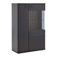 Highboard Carreto in Schwarz/Eichefarben - Eichefarben/Anthrazit, MODERN, Glas/Holzwerkstoff (80/124/38cm) - Premium Living