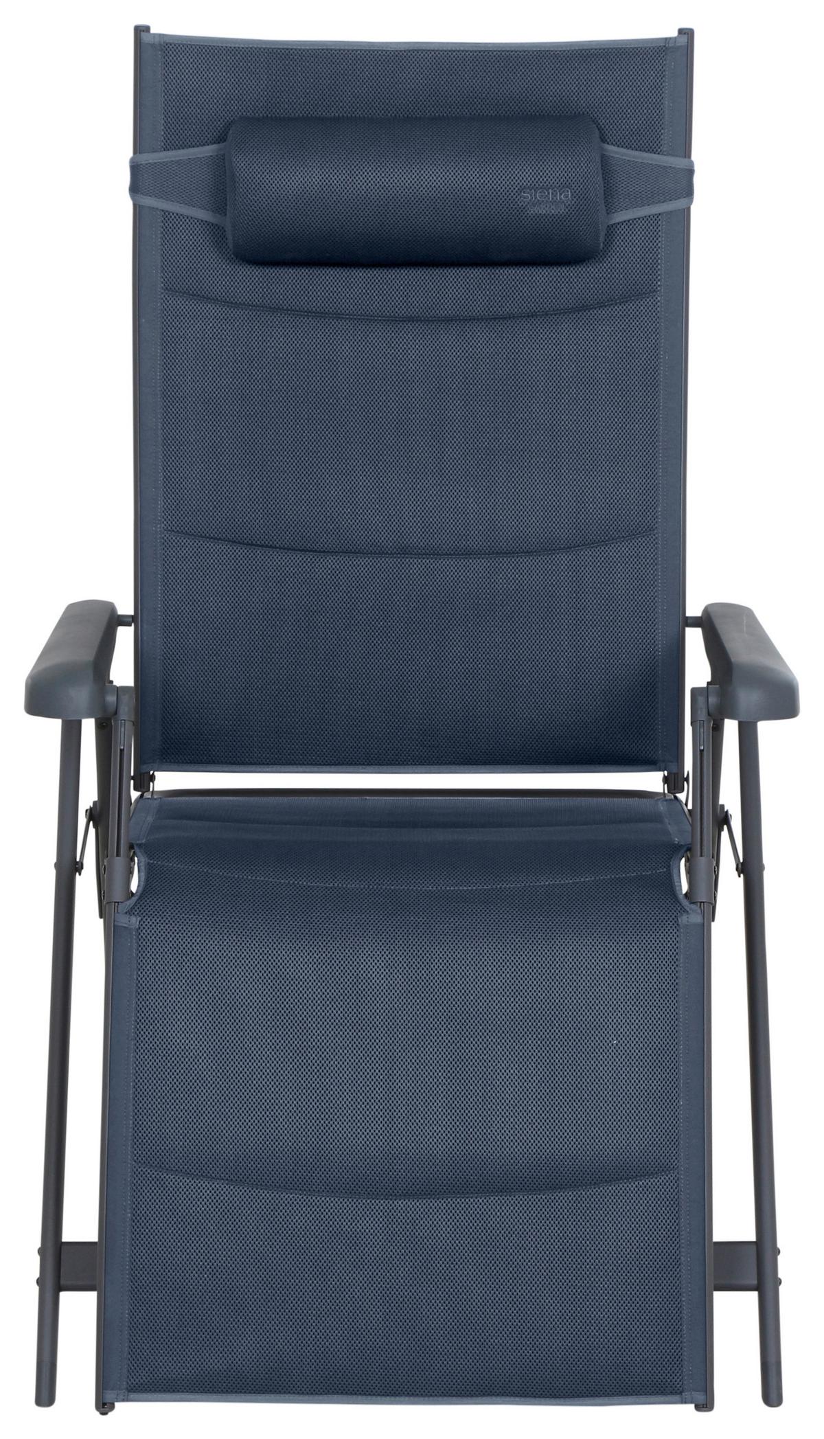 Campingsessel Dunkelblau Premium B: 75cm - Anthrazit/Dunkelblau, KONVENTIONELL, Textil/Metall (75/123/91cm) - Siena Garden