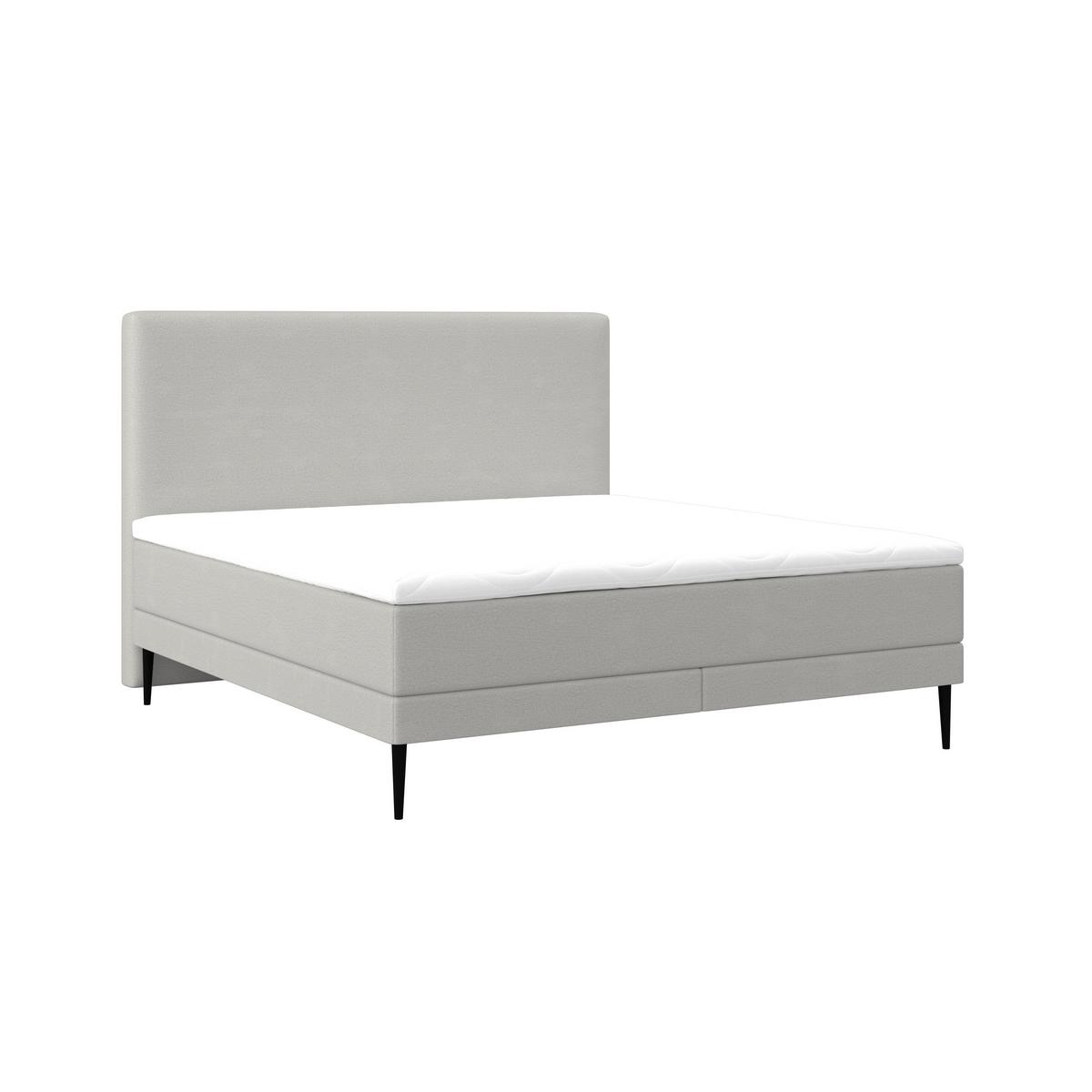 Boxbett Nevada ca. 160x200 cm Hellgrau mit Topper - Hellgrau/Schwarz, Modern, Holz/Textil (160/200cm) - Bessagi