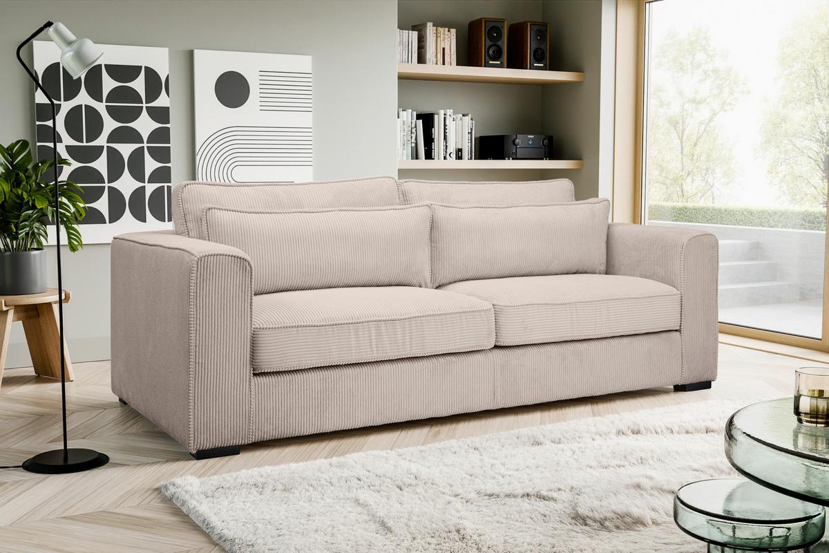3-Sitzer-Sofa Almera Beigebraun - Beigebraun/Schwarz, Basics, Holz/Textil (241/92/112cm) - MID.YOU