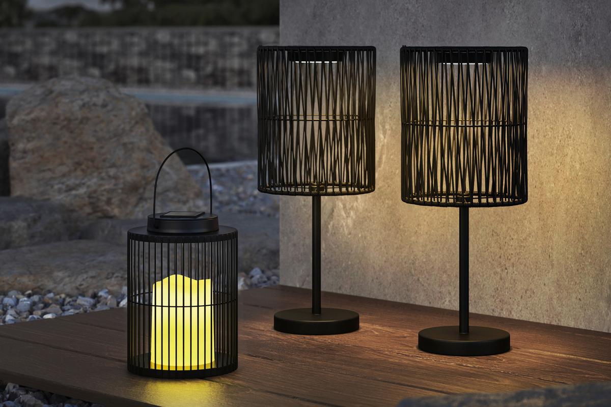 Solarleuchte Amo Schwarz max. 0,06 Watt - Schwarz, KONVENTIONELL, Kunststoff/Metall (13/19-27,5cm) - Modern Living