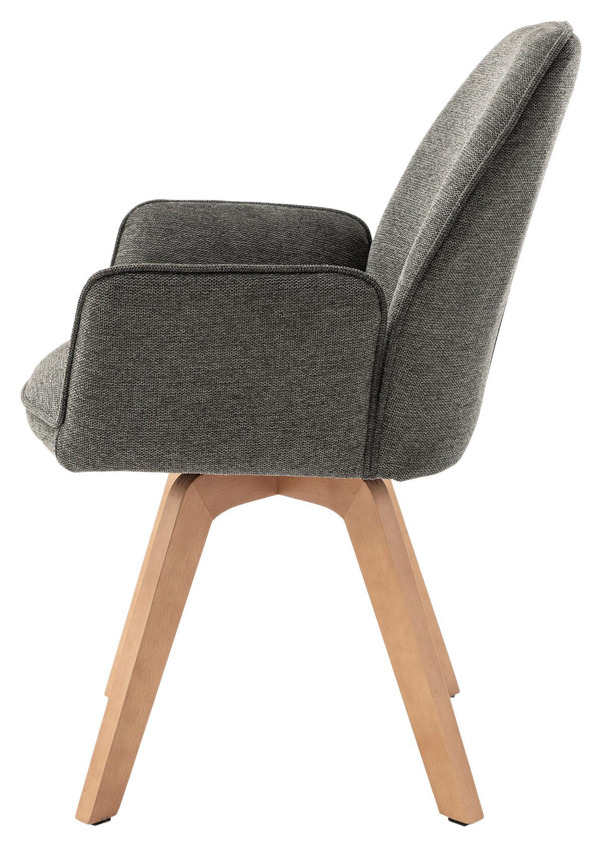 STUHL-SET TONY - Anthrazit/Buchefarben, MODERN, Holz/Textil (57/89/61cm) - MID.YOU