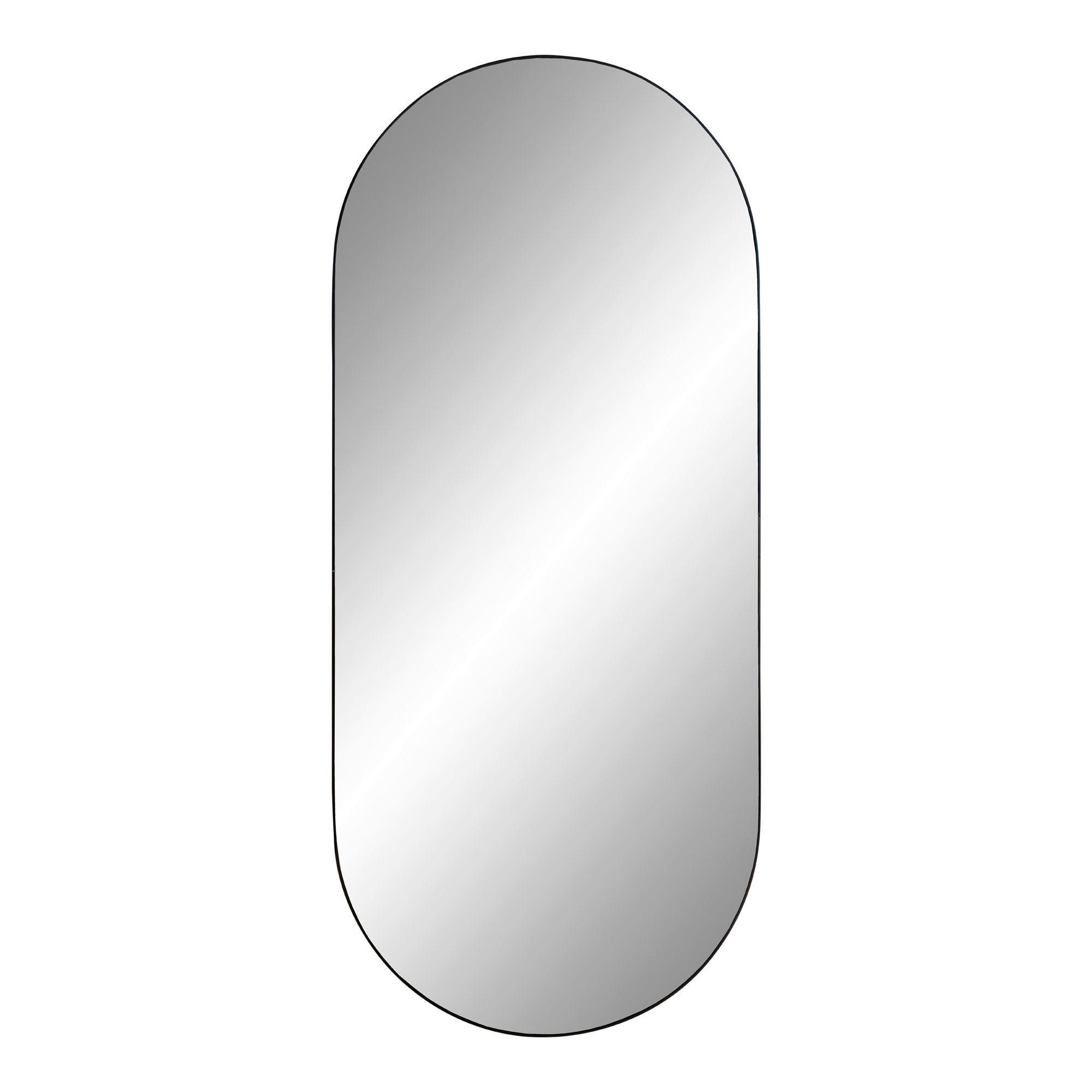 Wandspiegel Jersey Mirror Schwarz ca. 80x35cm - Schwarz, Design, Glas/Metall (80/0.5/35cm)