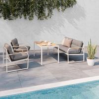 Garnitură grădină Florenz 2 - gri deschis/culoare lemn tec, Modern, plastic/metal - Mömax