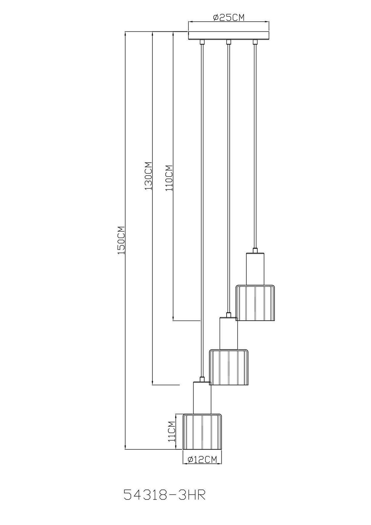 Hängeleuchte 54318-3hr Walton - Klar/Chromfarben, Design, Glas/Kunststoff (28/150cm) - Globo