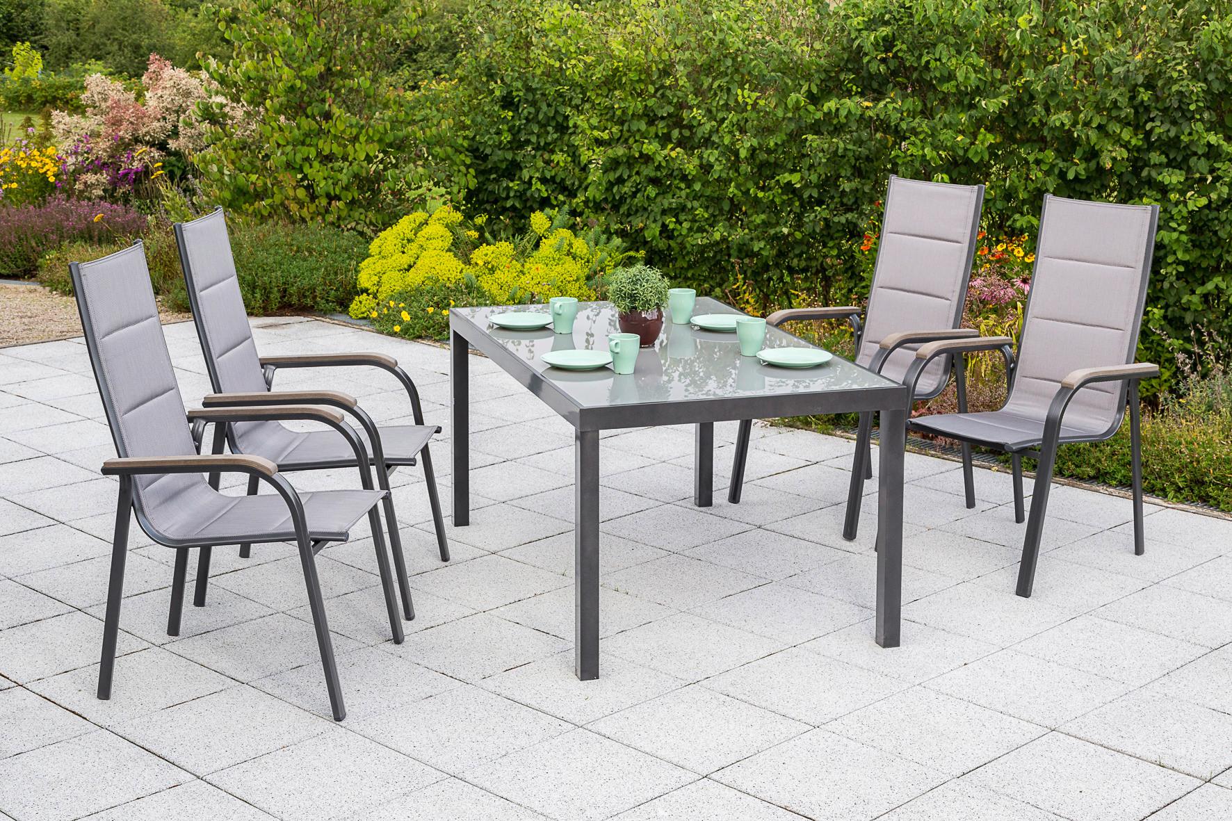 Gartensessel Trivero Braun/Graphitfarben stapelbar - Graphitfarben/Braun, KONVENTIONELL, Textil/Metall (60/108/74cm) - Gardenson