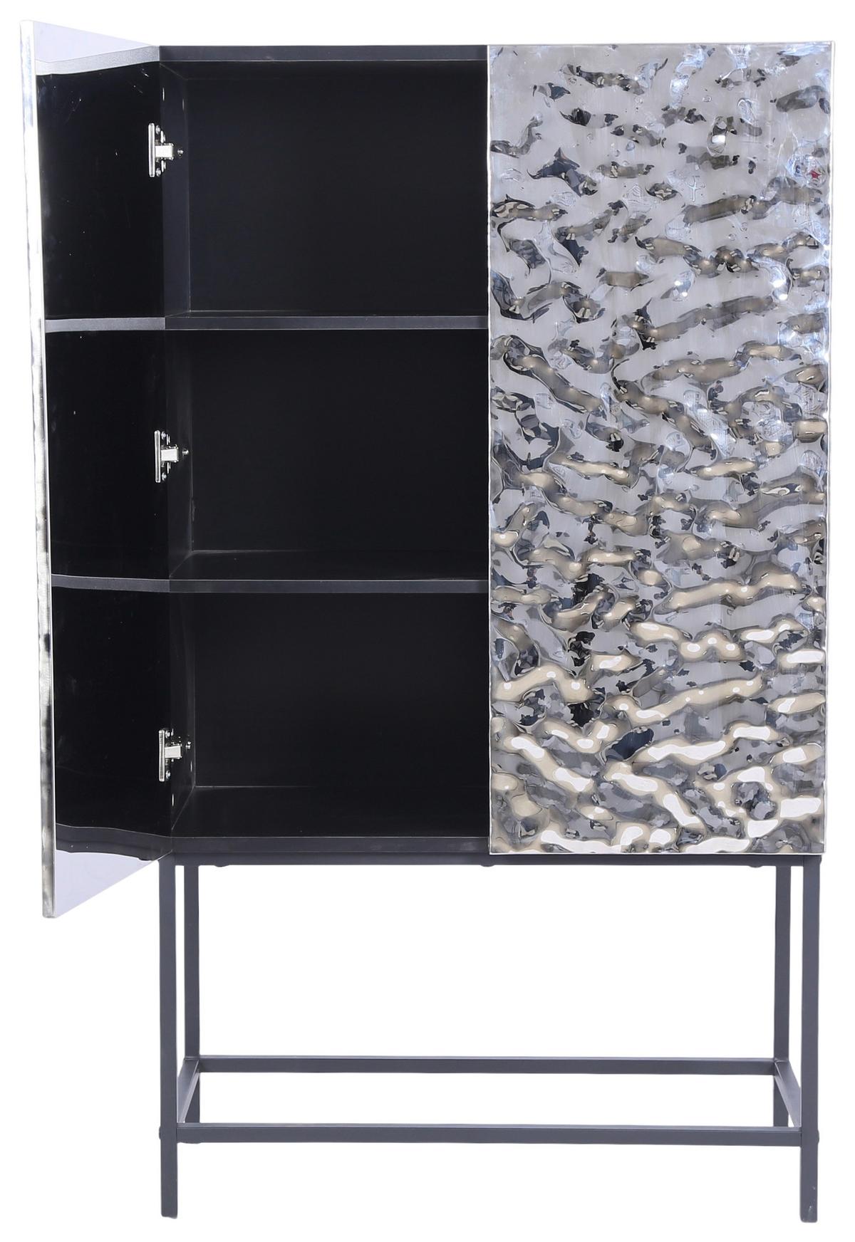 Highboard Marlene Schwarz/Edelstahlfarben - Edelstahlfarben/Schwarz, Design, Holzwerkstoff/Metall (80/140/40cm) - Mömax