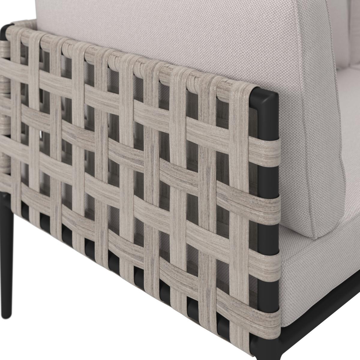 Loungegarnitur Enja Hellgrau Metall/Outdoorstoff +Abdeckung - Hellgrau/Schwarz, MODERN, Kunststoff/Textil (104/60/70cm) - Bessagi Garden