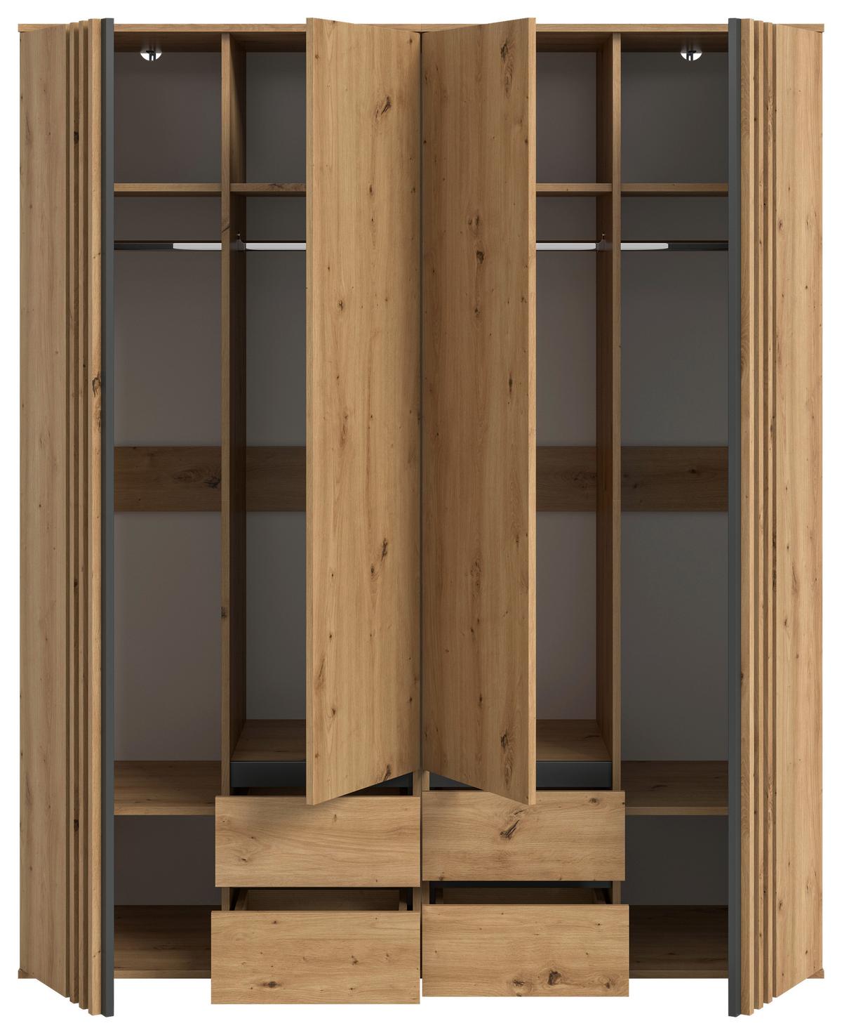 Drehtürenschrank TOFTA Eiche Artisan, Anthrazit - Anthrazit/Eiche Artisan, ROMANTIK / LANDHAUS, Holzwerkstoff (160/192/56cm) - Livetastic