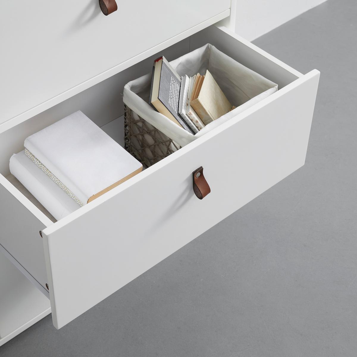Kommode Mick Weiß MDF - Schwarz/Braun, MODERN, Kunststoff/Textil (120/75/40cm) - Bessagi Home
