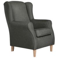 Ohrensessel Lorris Anthrazit Flachgewebe - Anthrazit/Buchefarben, MODERN, Textil (77/103/86cm) - Max Winzer