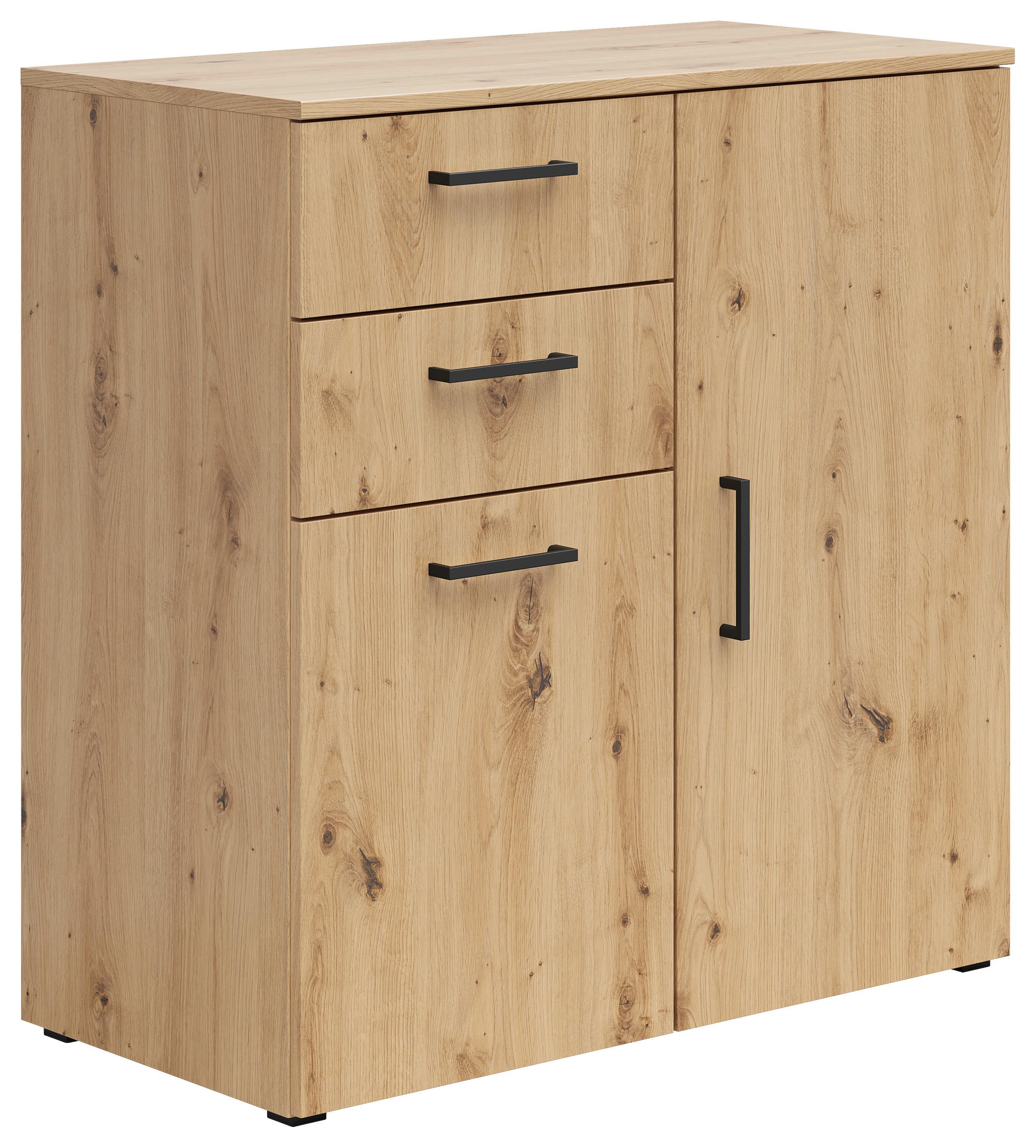 Kommode Multistauraum Eiche Artisan - Anthrazit/Schwarz, Modern, Holzwerkstoff/Kunststoff (80/83/40cm) - Premium Living