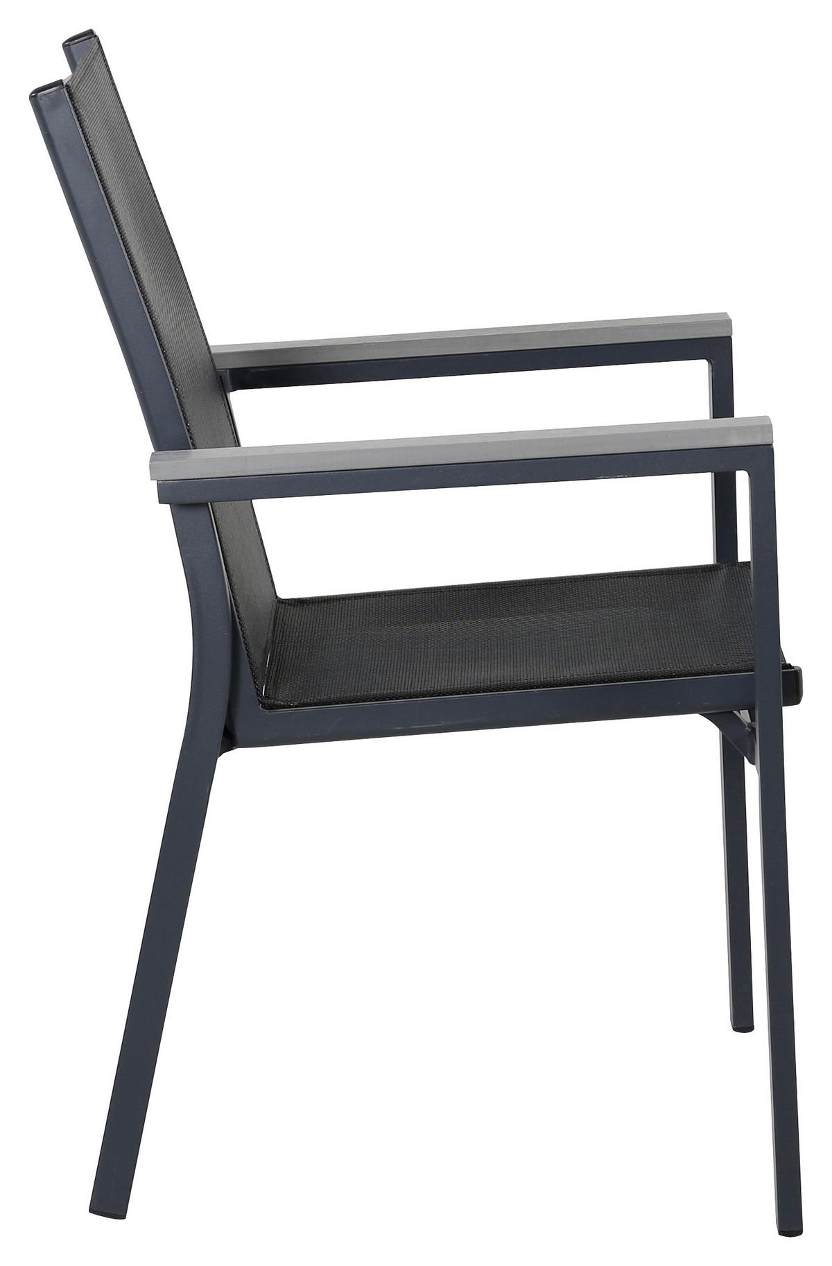 GARTENSTUHL-SET PARMA - Schwarz, KONVENTIONELL, Textil/Metall (57/90/59cm) - Gardenson