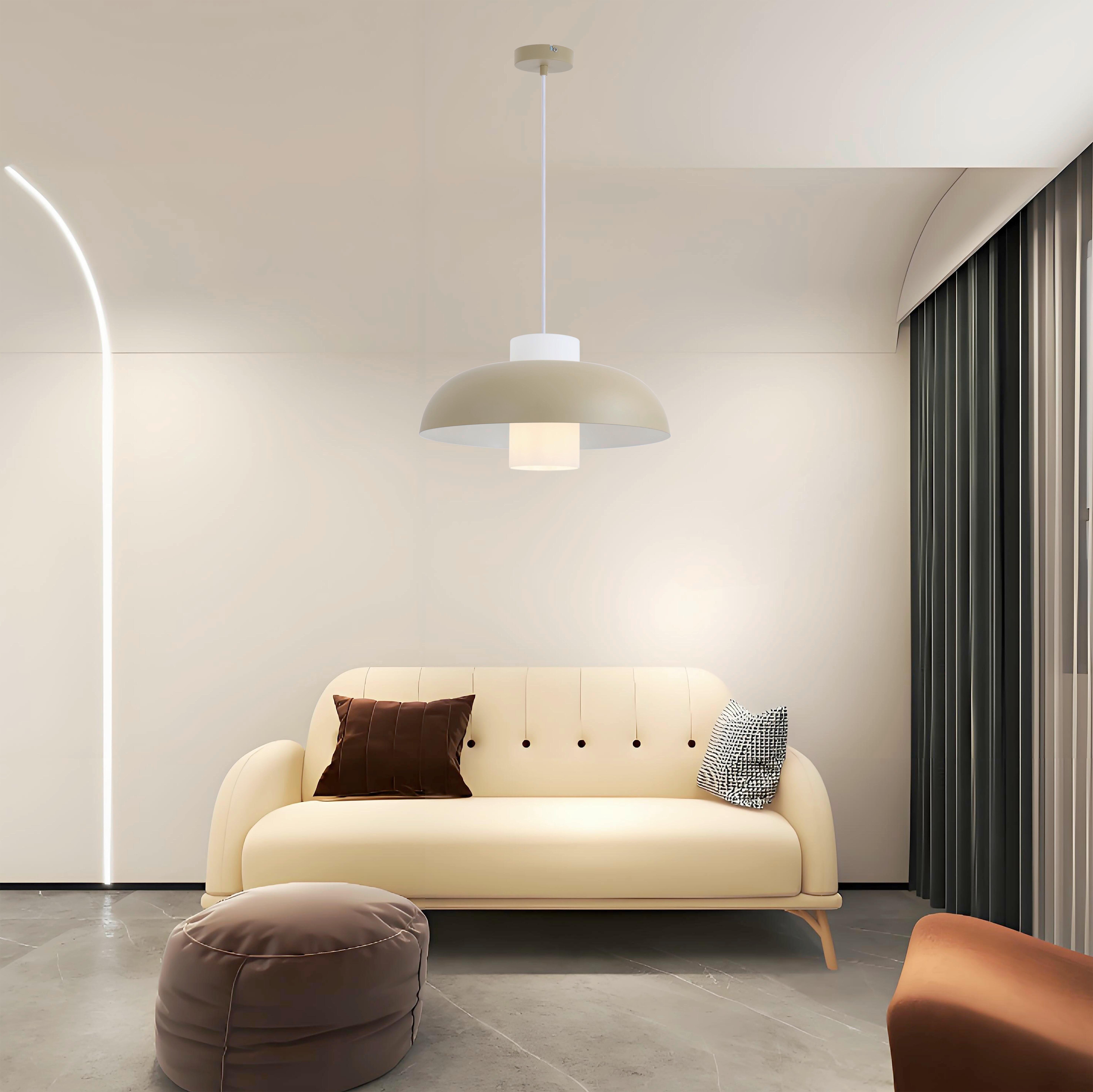 SUSPENSION LOWE - couleur sable, MODERN, métal/verre (38/38/120cm)