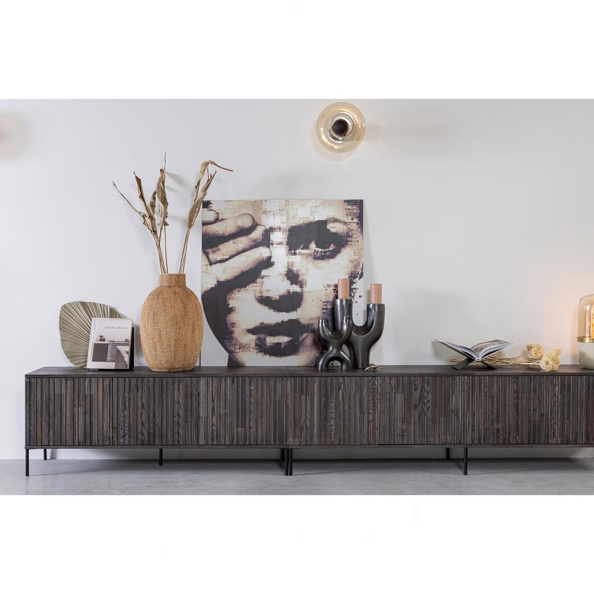 Lowboard Gravure Schwarz B: 100cm - Schwarz, Design, Holz/Metall (100/56/44cm) - Livetastic