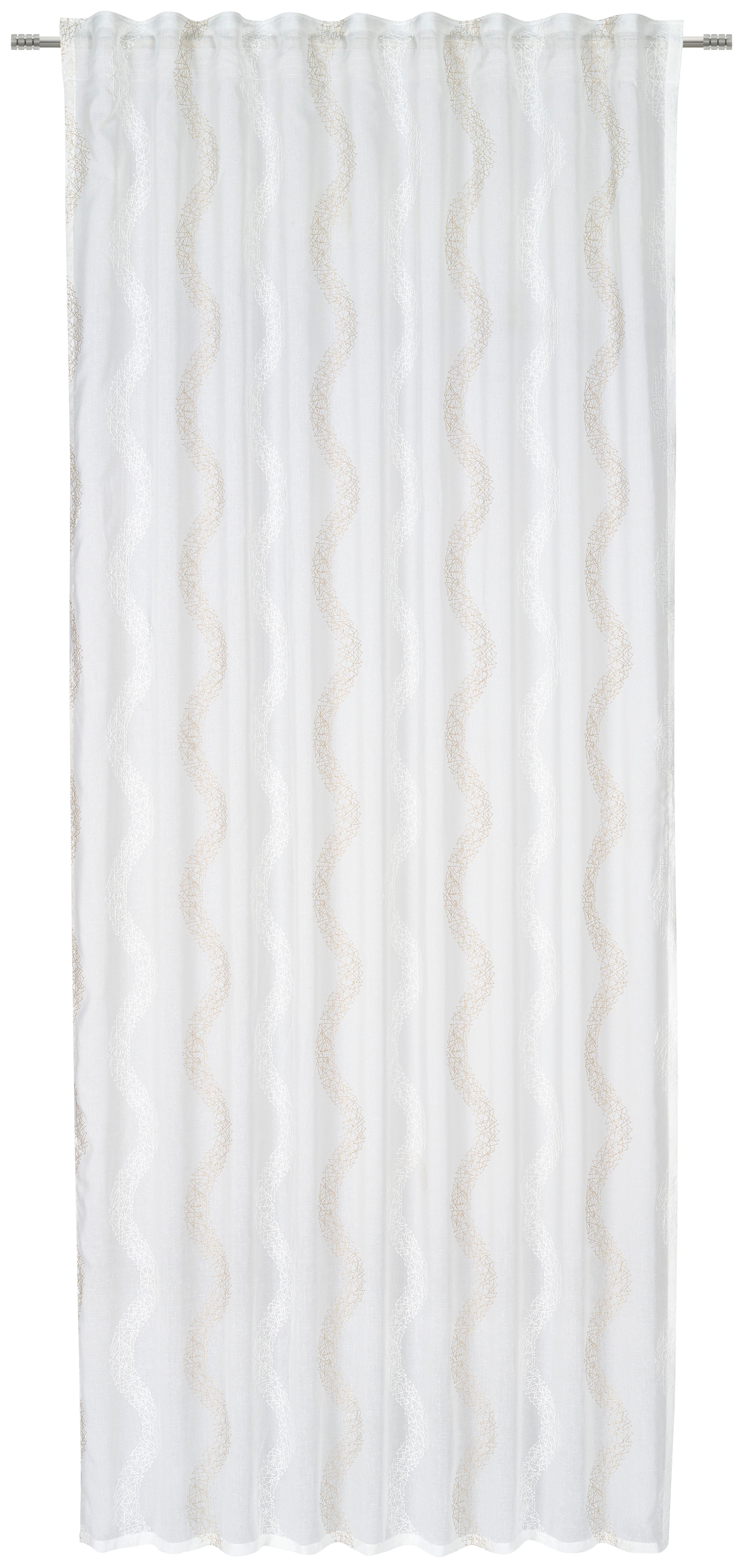 ZASŁONA GOTOWA SAMANO - biały/taupe, Konventionell, tkanina (140/245cm) - Esposa