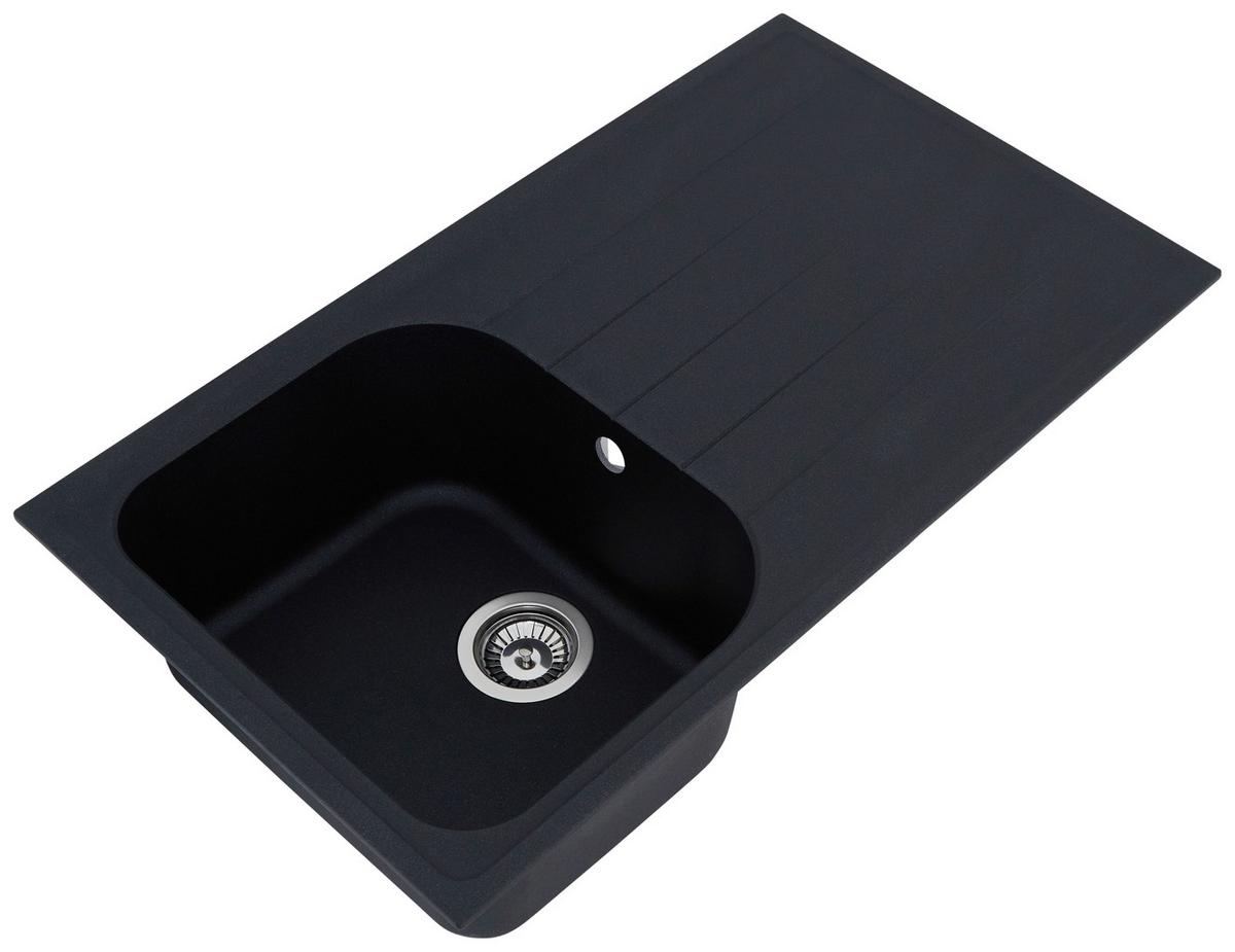 Granitspüle Orlando ca. 86x20,9x50 cm Schwarz - Schwarz, Trend, Stein (86/20,9/50cm) - Respekta