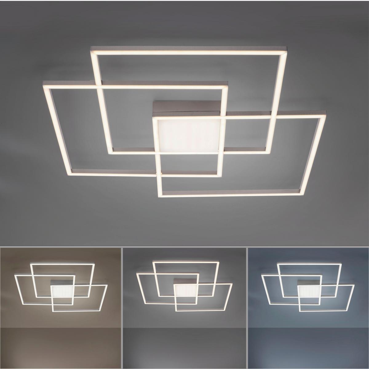 LED-Deckenleuchte Asmin max. 48 Watt - Silberfarben, Design, Kunststoff/Metall (75/75/6cm)
