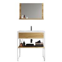 Kopalnica Bitila 80, Bela, Barva Hrasta, 3-Delno - črna/bela, Moderno, kovina/umetna masa (80cm) - MID.YOU