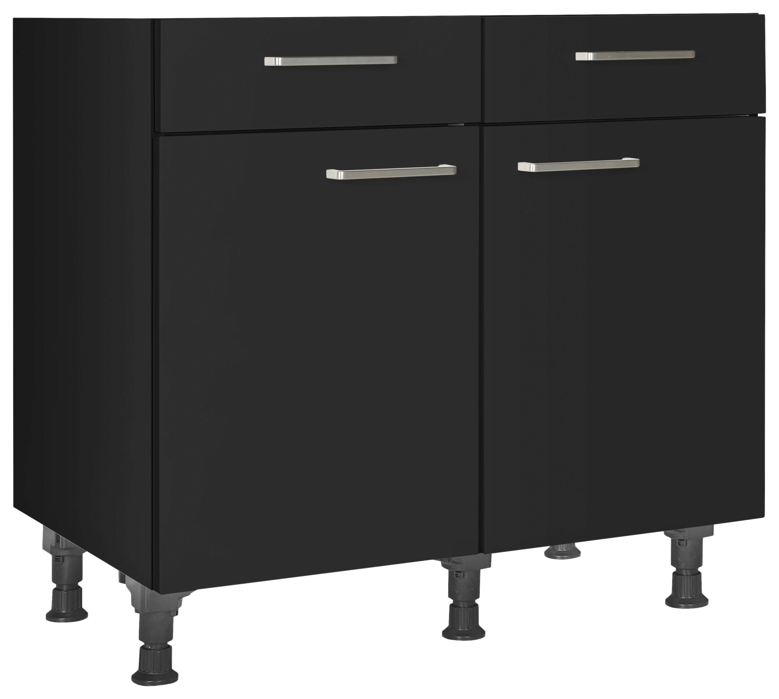 Schubkastenunterschrank Touch Schwarz - Edelstahlfarben/Schwarz, MODERN, Holzwerkstoff/Metall (90/87/56cm) - Nobilia