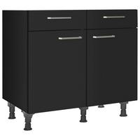 Schubkastenunterschrank Touch Schwarz - Edelstahlfarben/Schwarz, MODERN, Holzwerkstoff/Metall (90/87/56cm) - Nobilia